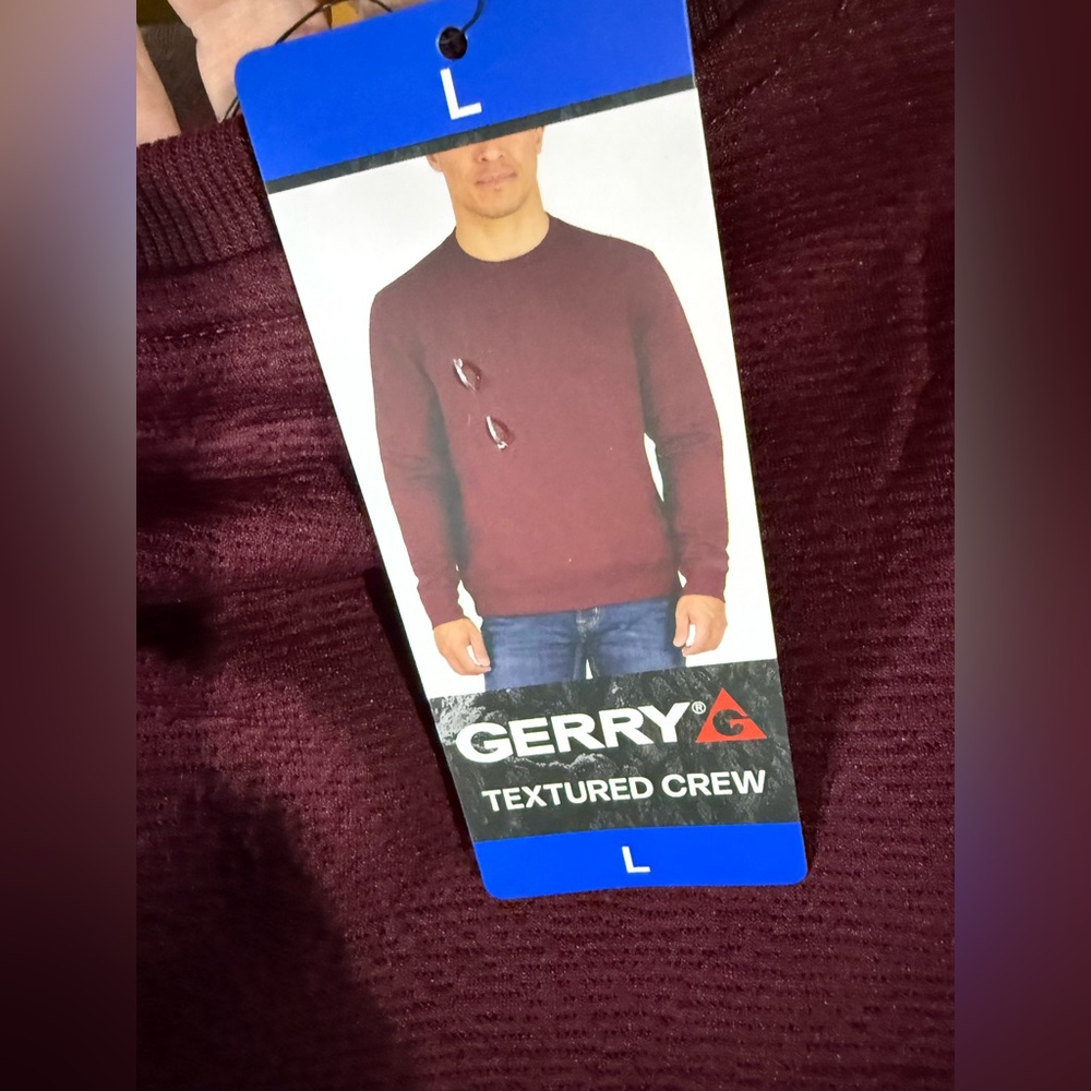 NWT Gerry Weber Men's Dark Red Textured Crewneck Sweater L - Picture 6 of 7
